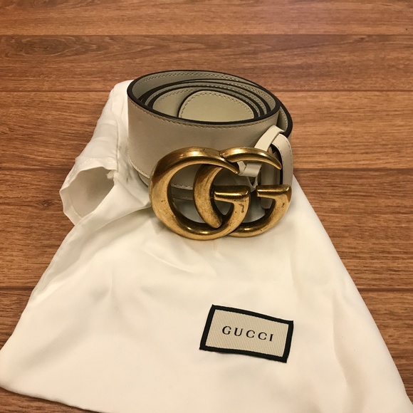 Authentic Gucci GG belt gold GG Buckle cream off white leather size 90-36 - Picture 1 of 5